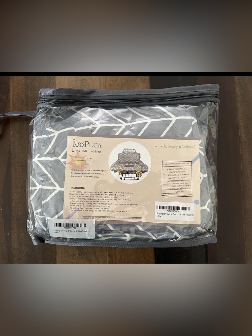 IcoPuca Grey Chevron Shopping Cart Cover